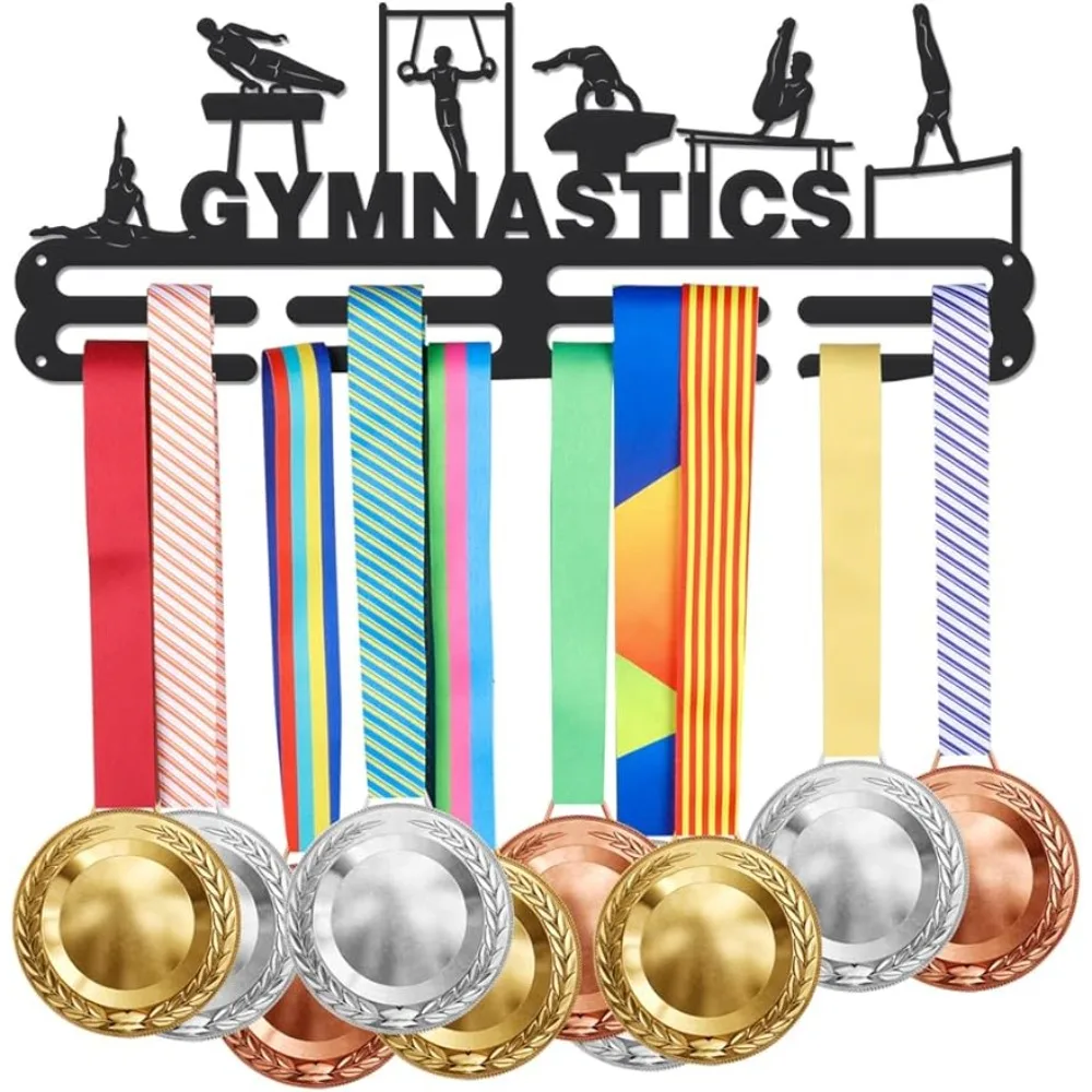 Male Gymnastics Medal Hanger Display Gymnast Sports Medals Display Rack for 40+ Medals Wall Mount Ribbon Display Holder Rack