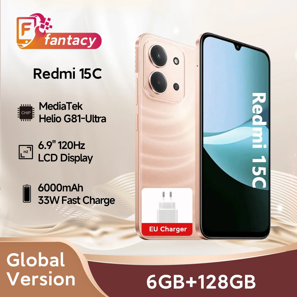 Xiaomi Redmi 15C Global Version 50MP Main Camera MediaTek Helio G81-Ultra 120Hz 6.9" Display 33W Charging 6000mAh Battery