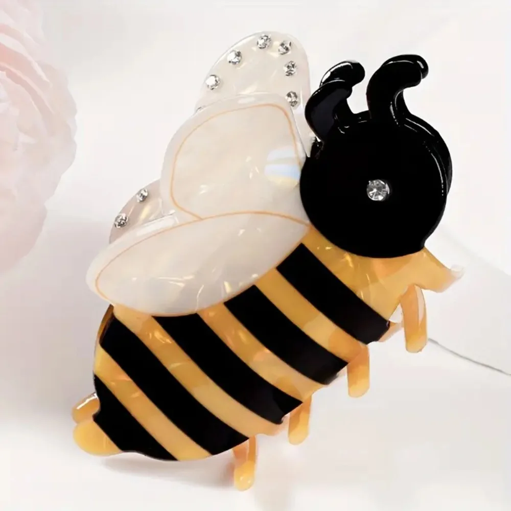 

Bee Hair Claw Clip Insect Design Yellow Black Stripes Translucent Wings Eyespots Hair Accessories for Women Strong Grip