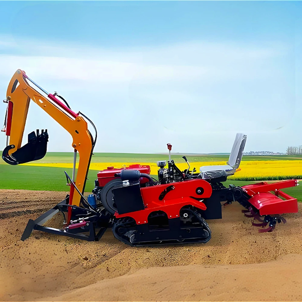2025 new high quality agricultural orchard micro tillage field management machine rotary tiller with excavator arm