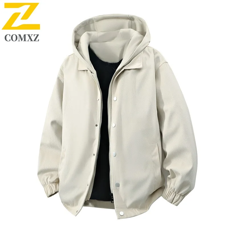 

COMXZ 2025 Men Rider Jacket 2025 New Hooded Hunting Hiking Fly Fishing Casual Sport Shirt Jacket New Mens Solid Color Coat