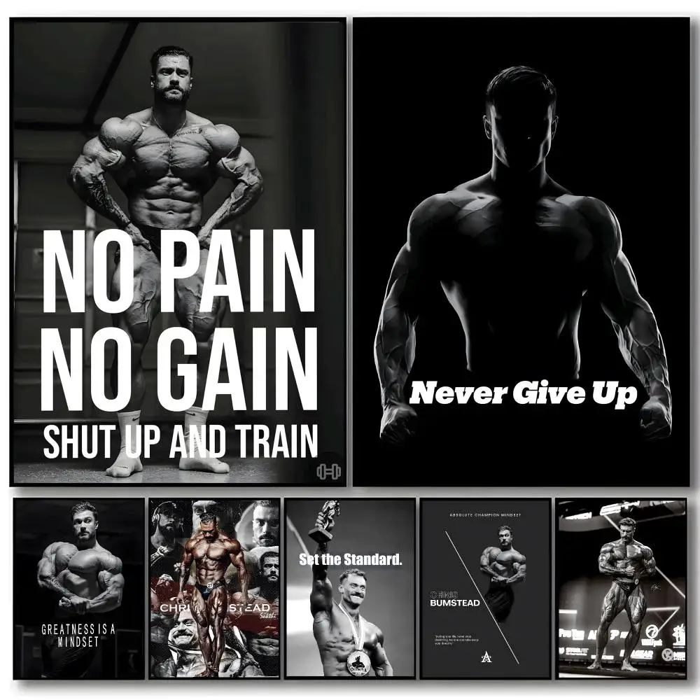 Chris Bumstead Bodybuilder Poster Self-adhesive Art Waterproof Paper Sticker Coffee House Bar Room Wall Decor