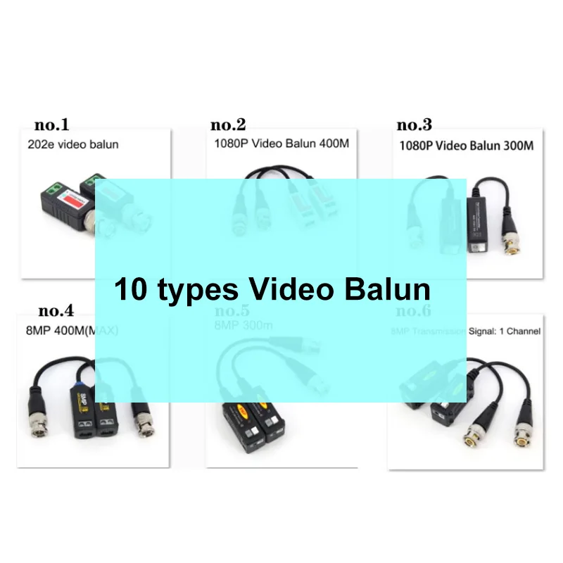 1pair 1080P 5MP 8MP 4K Passive RJ45 1CH Video Balun 2in1 BNC cable Power Supply cable Connector Twisted AHD/CVI/TVI CCTV Camera