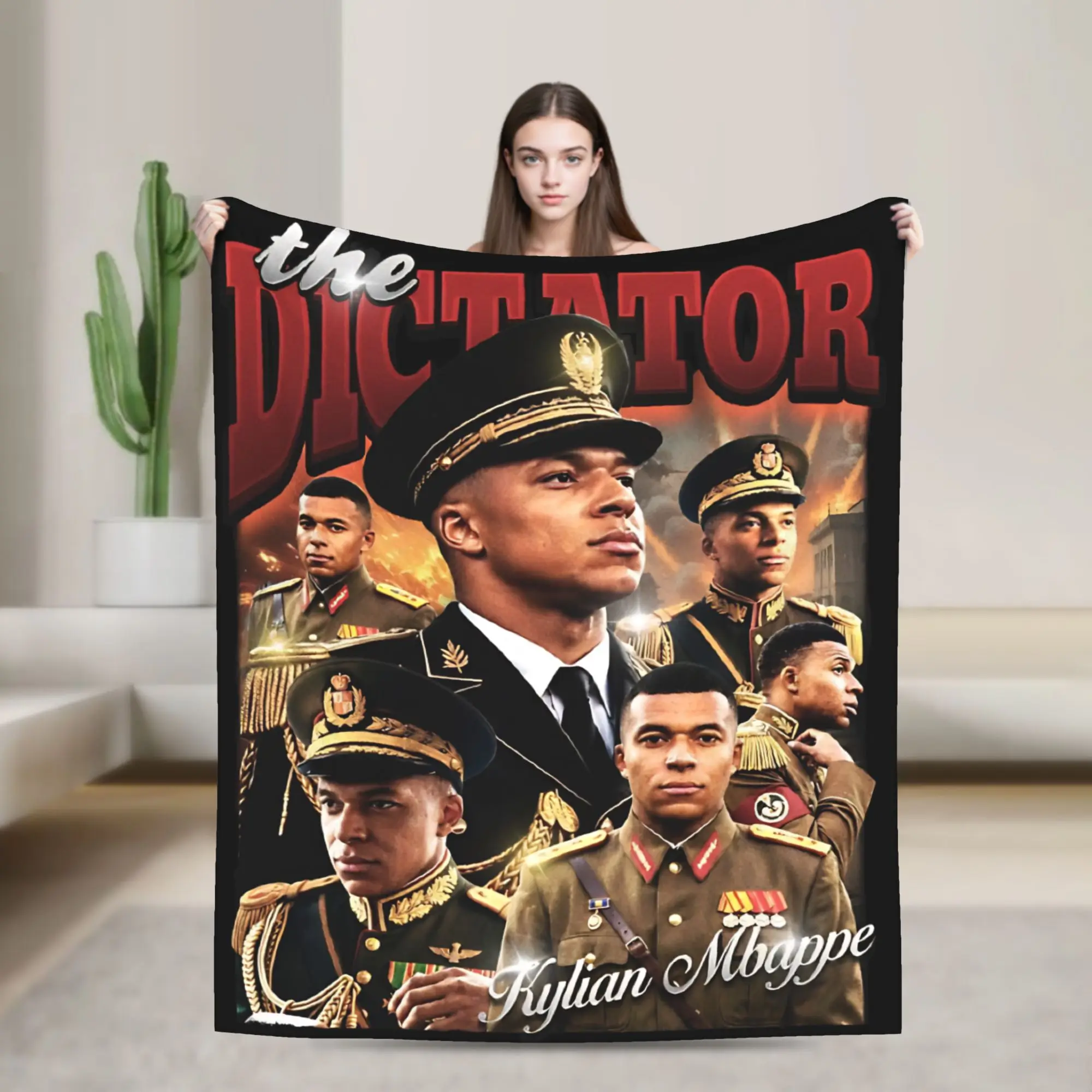 Super Soft Kylians Mbappe Dictador Meme  Throw Blanket Premium Flannel Fleece Lightweight  Bed Blanket Fuzzy Plush Blankets