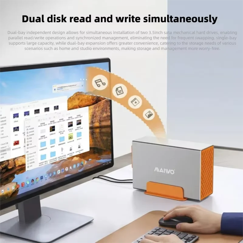 MAIWO Dual Bay 2.5/3.5 Inch External Hard Drive Enclosure Case SATA To USB 3.0 Hard Drive Dock Station for 2.5 3.5 SSD HDD Disk