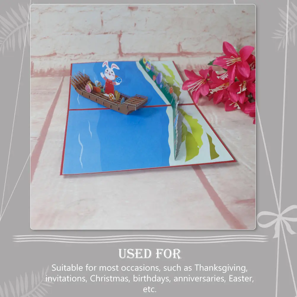 

3D Bunny Greeting Card Easter Design Pop Up Card Creative Blessing Festival Gift Unique Party Invitation Decoration