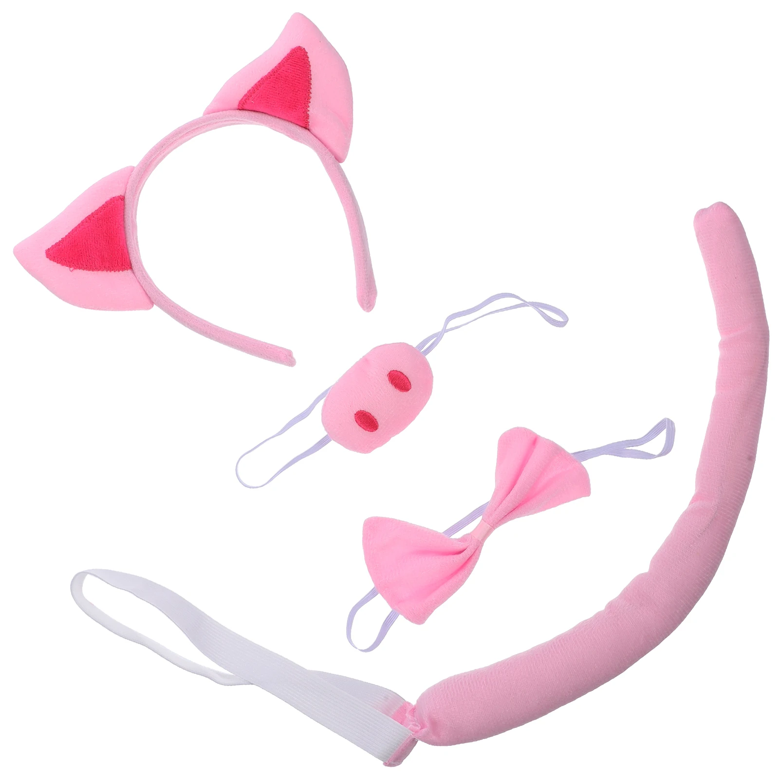 1 set 1 Set Pig Ear Headband Nose Tail Bow Tie Costume Accessories For Halloween Party Cosplay Animal Ears Decor Pig Props