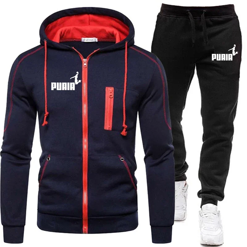 New Hoodies Sweatshirt+Sweatpants Suit Autumn Winter Warm Tracksuit Sets Men\'s Fashion Hooded Outwear