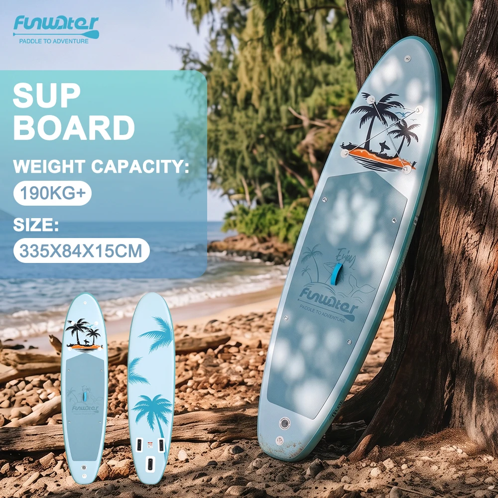 Tavola da SUP gonfiabile Funwater 320-385cm con stampa UV alla moda, tavola da stand up paddle super larga con capacità di 205kg per sport acquatici