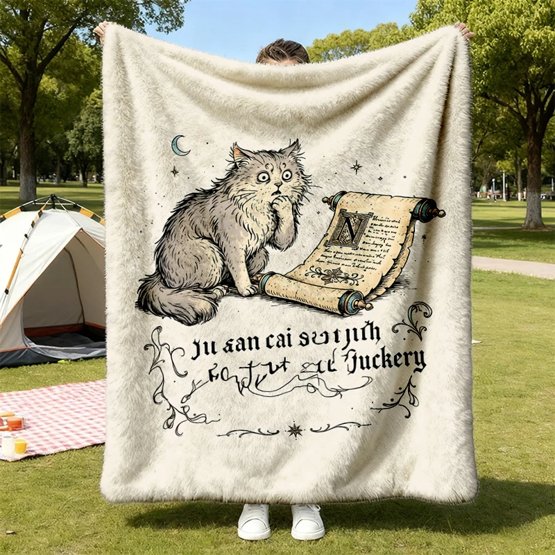 The Ancient Texts Did Not Foretell This Fuckery Cozy Blanket, Funny Medieval Cat Warm Blanket, Sarcastic Cat Flannel, Ad