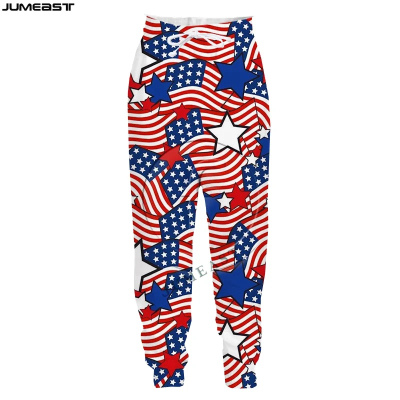 Jumeast Y2k Men Women 3D Printed American Flag Camouflage Camo Long Pants Sport Pullover Length Sweatpants Trousers