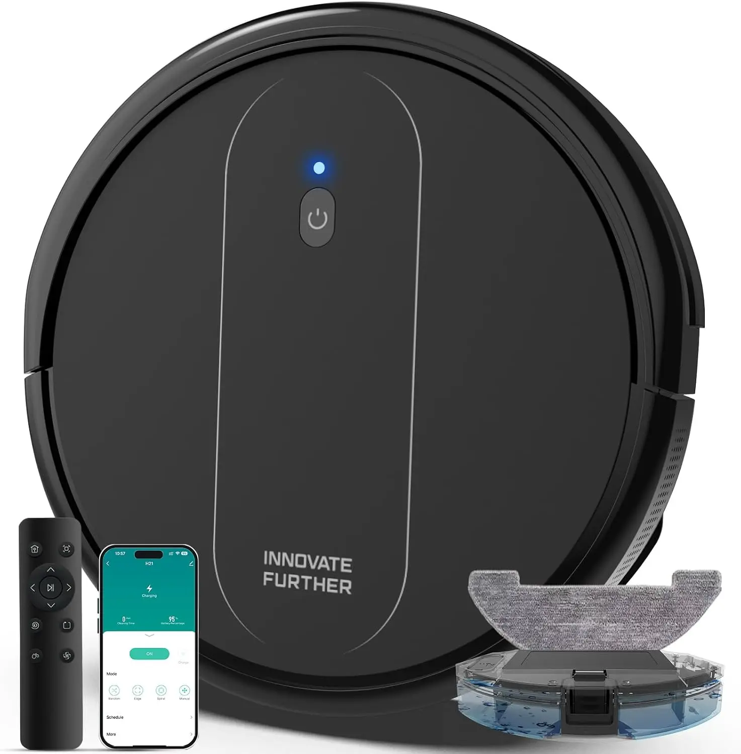^For Robot Vacuum and Mop Combo: 5000Pa 3-in-1 Robotic Vacuum with Intelligent Navigation, Alexa&APP Control, Quiet and Slim