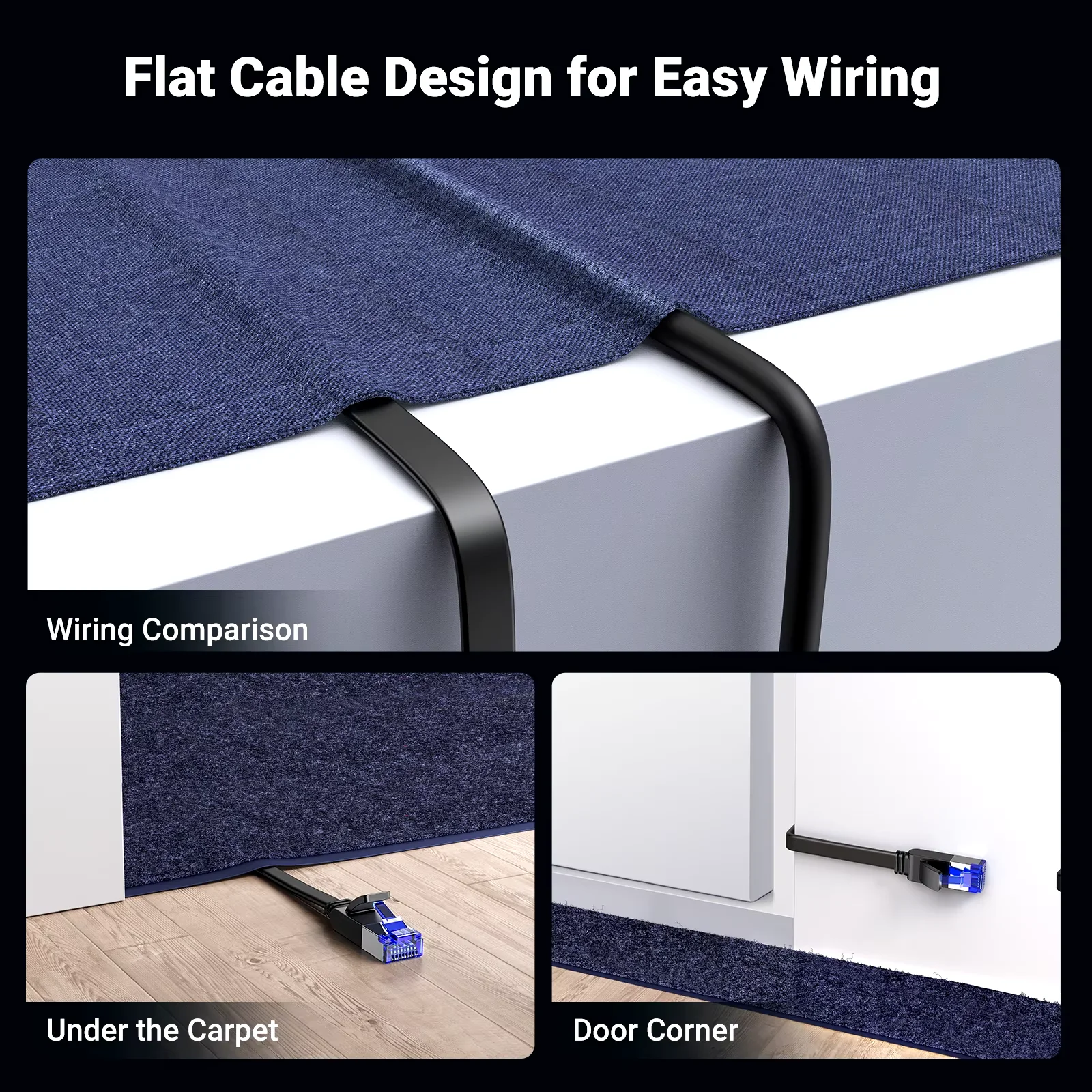 Ethernet-кабель CYANMI CAT8 40 Гбит/с CAT6 Ethernet-кабель Сетевая локальная сеть для ПК Модем Ноутбук PS 5 Маршрутизатор RJ45 Плоский Ethernet-кабель Cat 8