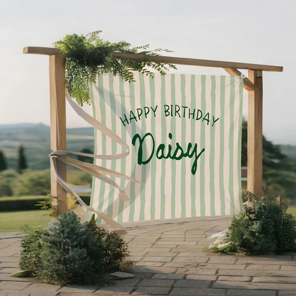 Personalized Custom Birthday Tapestry, Custom Name Party Backdrop, Boho Strip Banner, Fabric Wall Art