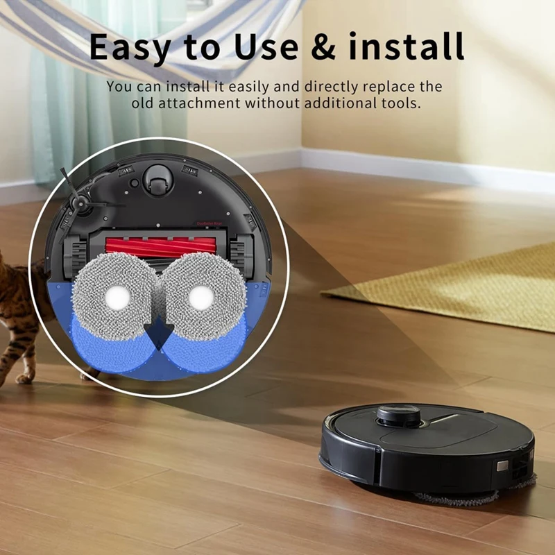 AC39-12PCS Microfiber Mop Cloths For Roborock Qrevo/Qrevo Maxv/Qrevo S/Qrevo Pro Robot Vacuum Cleaner Accessories