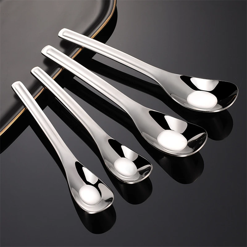 

Flat Stainless Steel Baby Feeding Spoon Rice Scoops Food Grade Table Decoration & Accessories Learning Spoons for Kids 1-2 Years