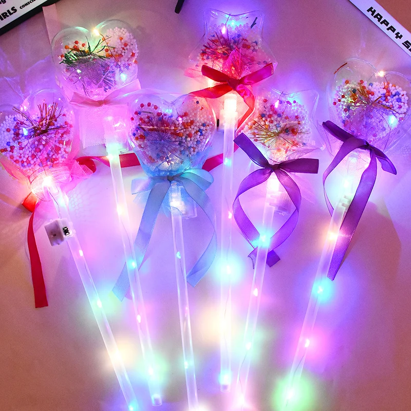 1Pc LED Fairy Stick Light Up Clear Wave Ball Magic Wand Glowing Toys Gift For Girls Birthday Party Decor Halloween Cosplay Props