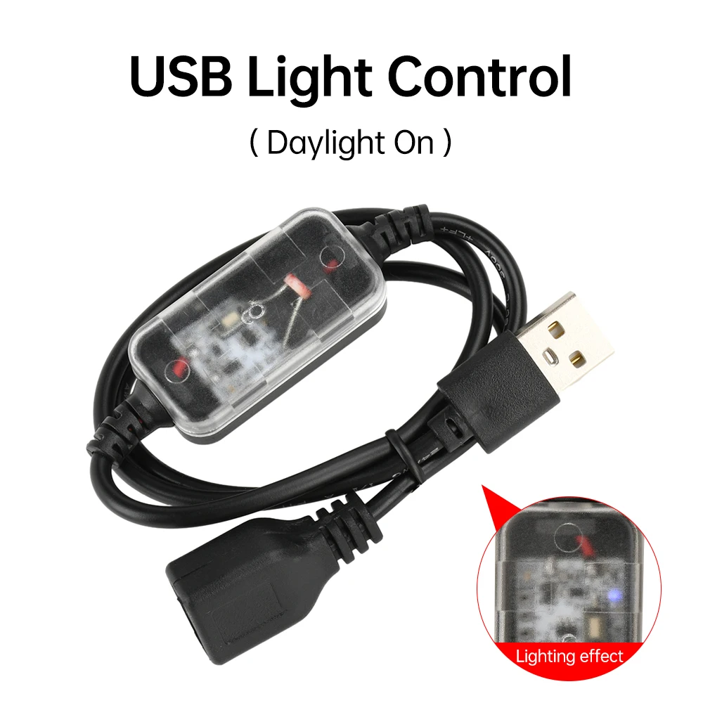 DC 3,7–24 V USB-Lichtsensorschalter Tag/Nacht Auto-On-Lichtsensorkabel für Deckenleuchten, Flure, LED-Streifen