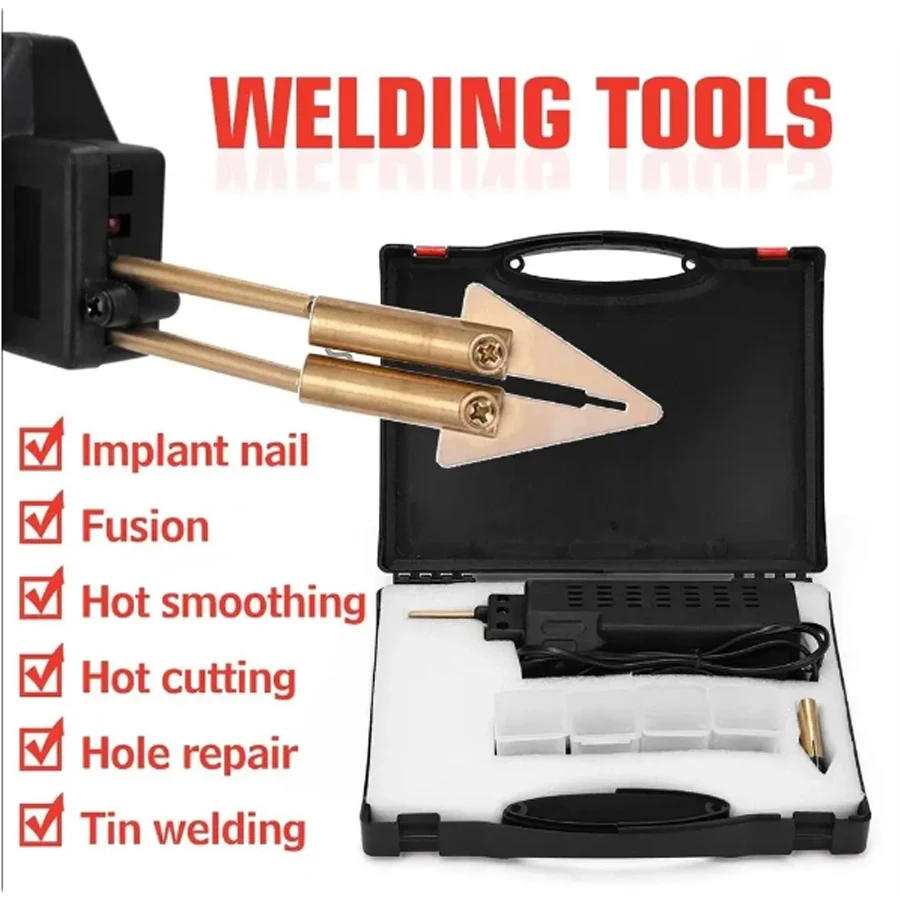 Saldatore di plastica 50W pistola per unghie calda con 200 chiodi Kit di riparazione paraurti per auto strumento di Cracking chiodatrice per Garage