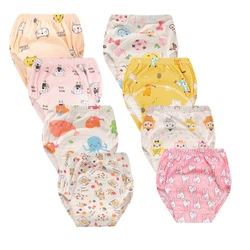 8 pcs Baby Potty Toilet Training Pants Nappies Cartoon Boys Girls Underwear Cotton TPU WaterProof Panties Reusable Diapers Cover