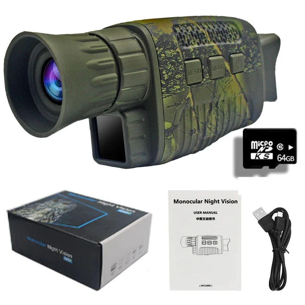 NV1000 5X Digital Zoom Monocular Telescope Infrared Night Vision Optical Device 9 Languages Photo Video Playback Hunting Boating