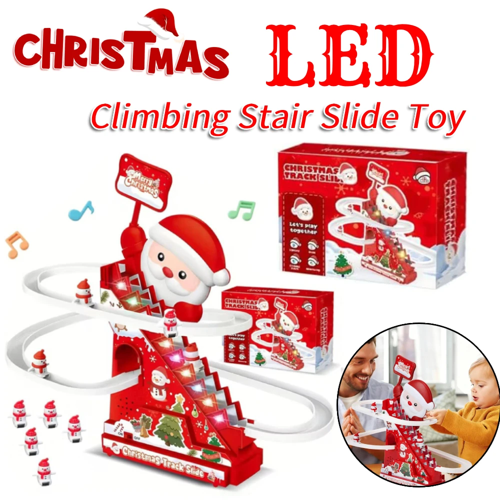 

2025Christmas Climbing Stair Slide Toy with Music and Light Christmas Toy Christmas Roller Climbing Toys for Toddlers Boys Girls