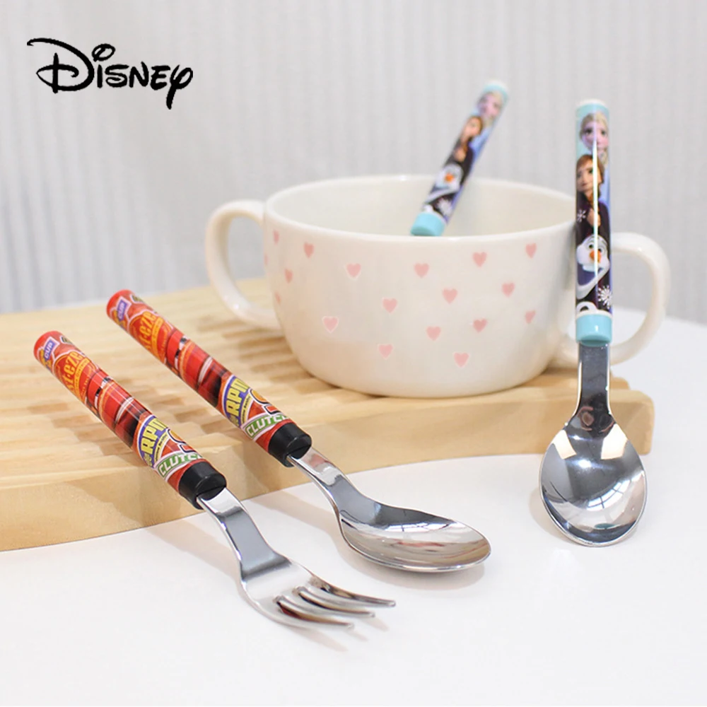 Disney Frozen Fork Spoon Cutlery Tableware Pooh Bear Toy Story Kids Cartoon Eating Spoon Fruit Fork Travel Cutlery Cake Spoons