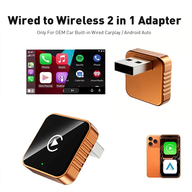 NEW Super Mini Carplay Ai Box Wired to Wireless CarPlay&Android Auto 2in1 Box 5GHz WiFi5 for 99% Original Wired CarPlay/Auto Car