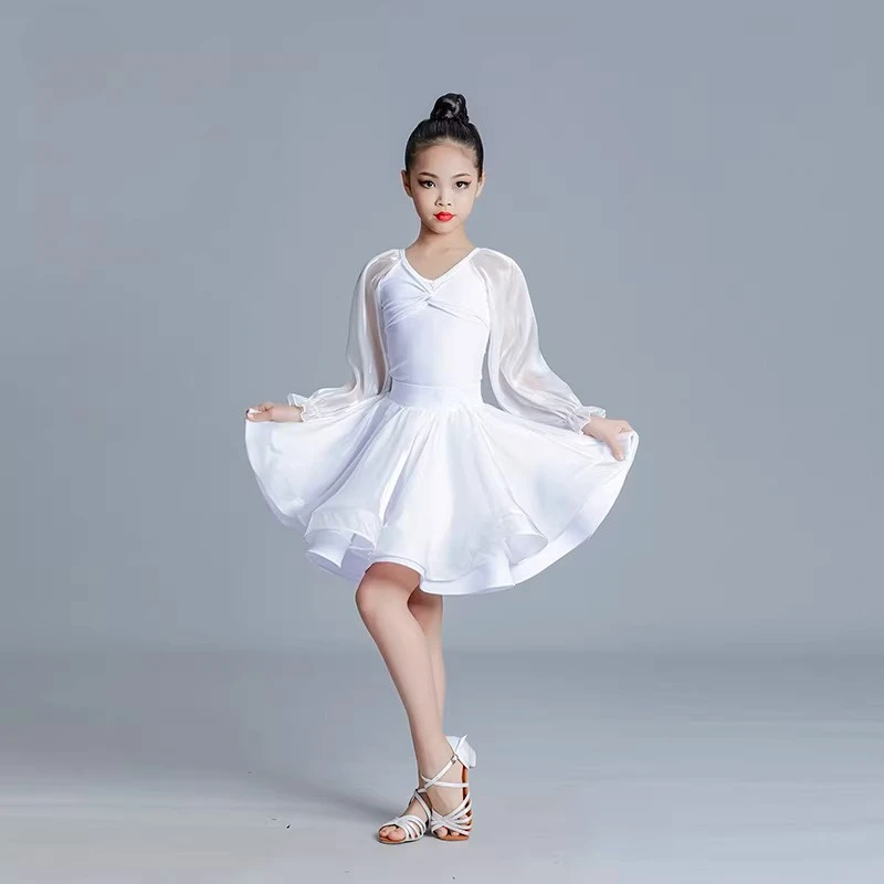 Spring Latin dance costumes New long-sleeved dresses Adult children's test competition performance costumes