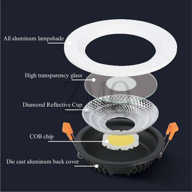 LED السقف النازل COB الأضواء 7 واط 9 واط 15 واط 20 واط 25 واط 30 واط 40 واط متجر الملابس الهندسة جزءا لا يتجزأ من الصورة التجارية