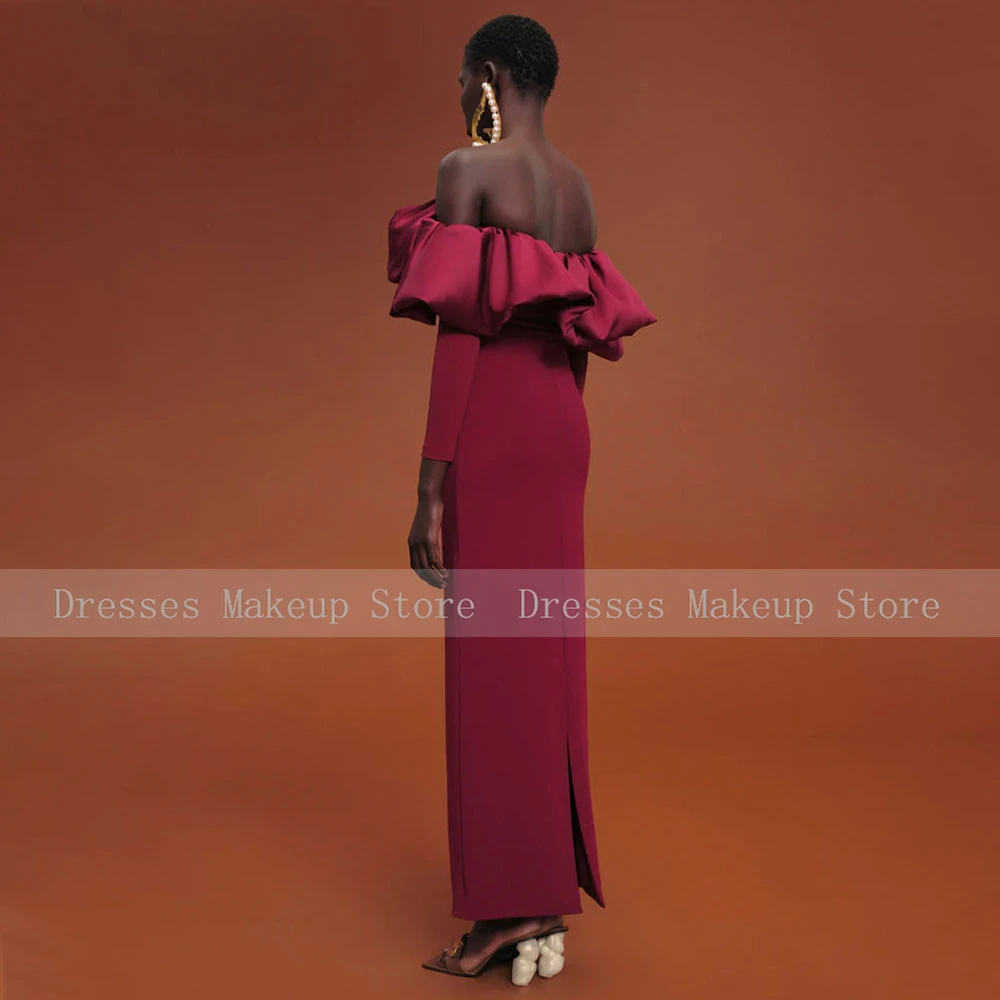 Afrincan Evening Dresses Long Off the Shoudler Sheath/Column Gown for Women Sleeves Ankle Length Simple Party Dress
