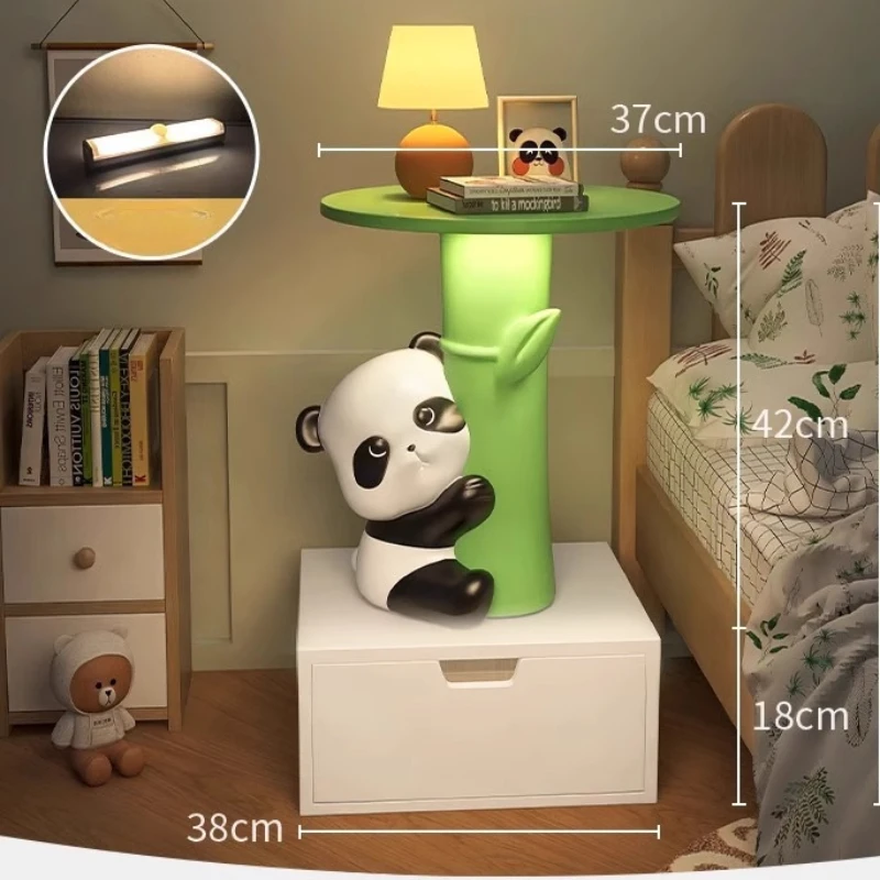 Panda Shaped Kids Bedside Table Anti-Tip Wide Surface Cream Multi-Scenario Compact Coffee Table for Bedroom And Study Decoration