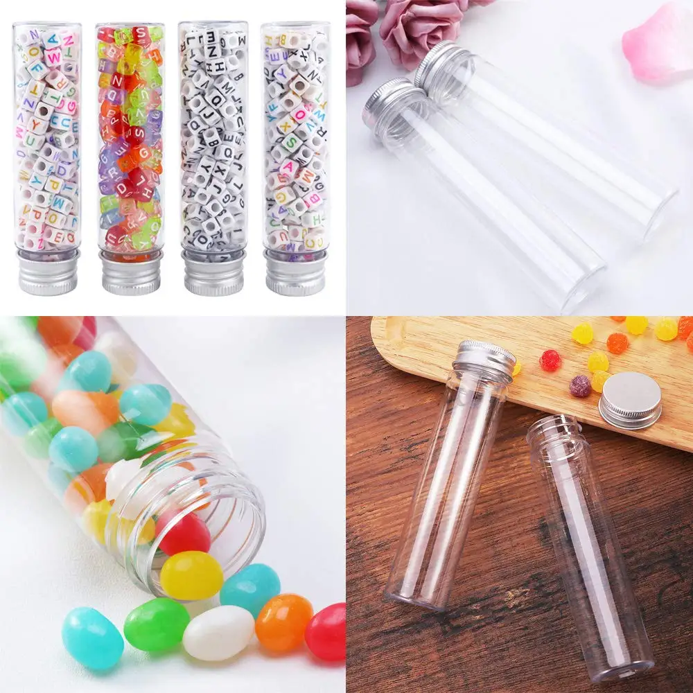 20Pack 115ml Clear Plastic Test Tubes with Screw Caps Flat-Bottomed Bath Salt Containers,Candy Containers for Wedding Party Chr