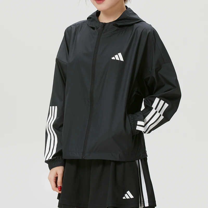 

Adidas Women's Sports Fitness Running Training Woven Windproof Quick-Drying Hooded Jacket Jx1872