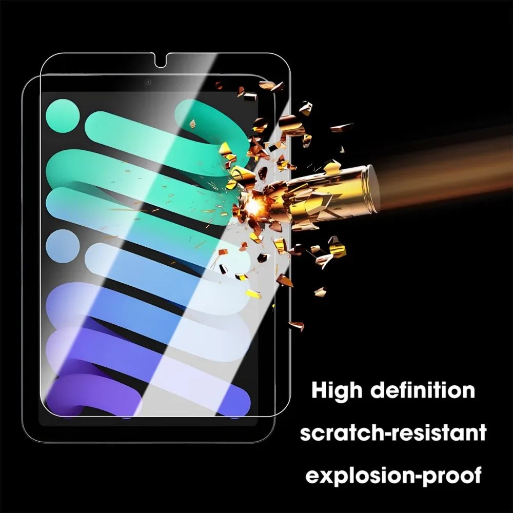 2/1 قطعة واقي شاشة من الزجاج المقسى سهل التركيب لجهاز IPad Mini 7 6 طبقة إزالة الغبار لجهاز IPad Mini7 Mini6 HD مضاد للبصمة