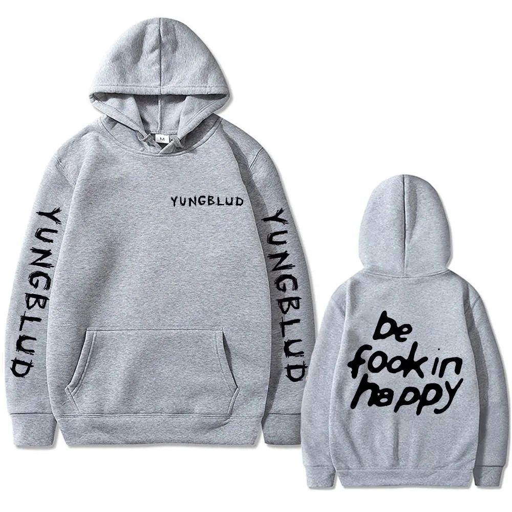 Singer Yungblud Be Fookin Happy Graphic Hoodie Men\'s Vintage Rock Oversized Hooded Tracksuit Men Women Hip Hop Fashion Hoodies