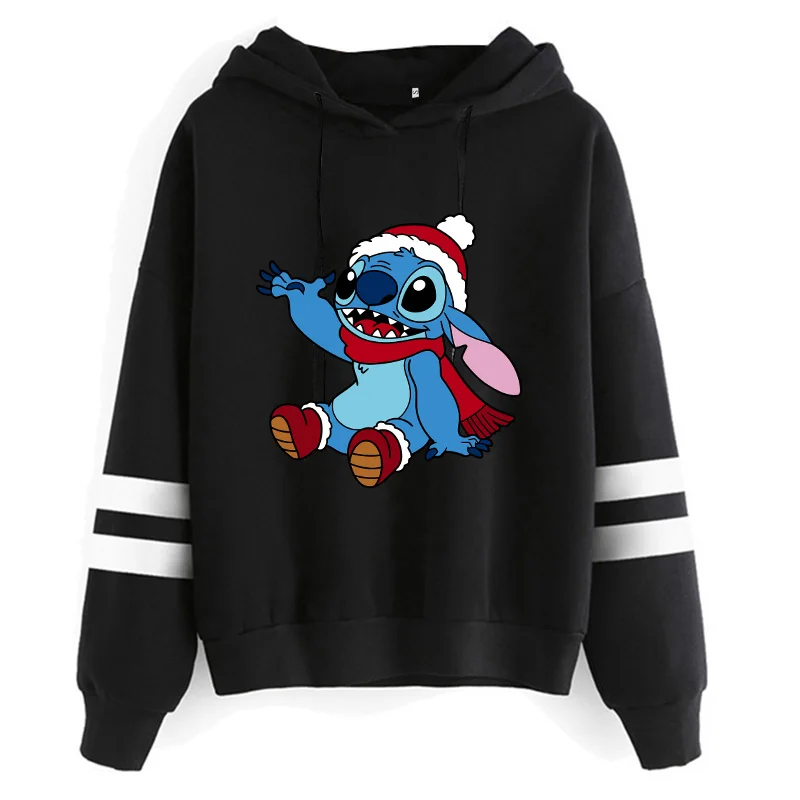 Aesthetic Funny Y2k Christmas Sweatshirt Lilo Stitch Disney Cartoon Hoodies Women Cute Stitch Anime Manga Hoody Female Clothes