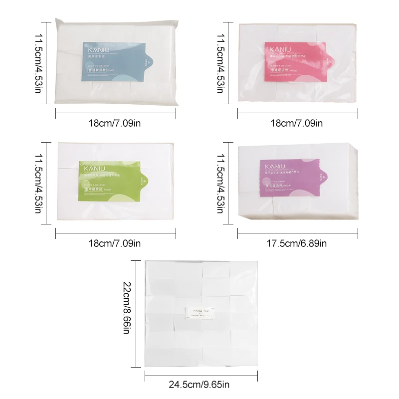 KANIU 400-2000Pcs/Pack Nail Cotton Standard Soft Hard Type Premium Cotton Dry And Wet Use Manicure Gel Nail Polish Remover Pads view 5