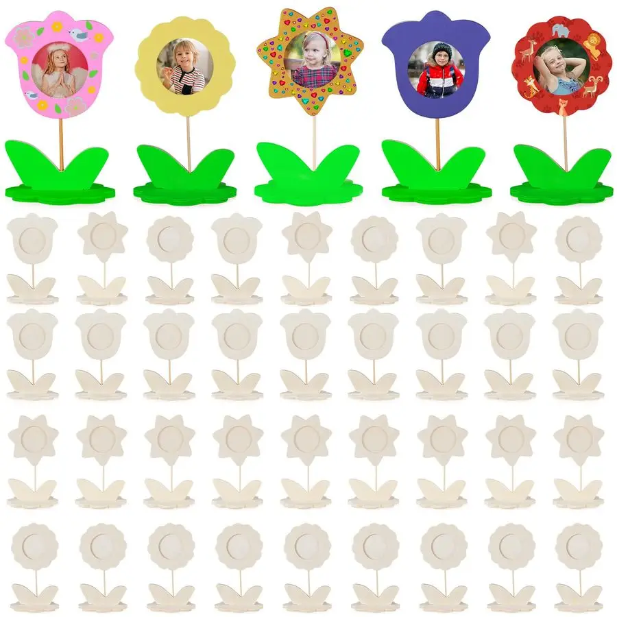 

DIY деревянные рамки для фотографий в форме цветка, незавершенные рамки для фотографий из цельного дерева, поделки для рисования, деревянная фоторамка для детей на день рождения G