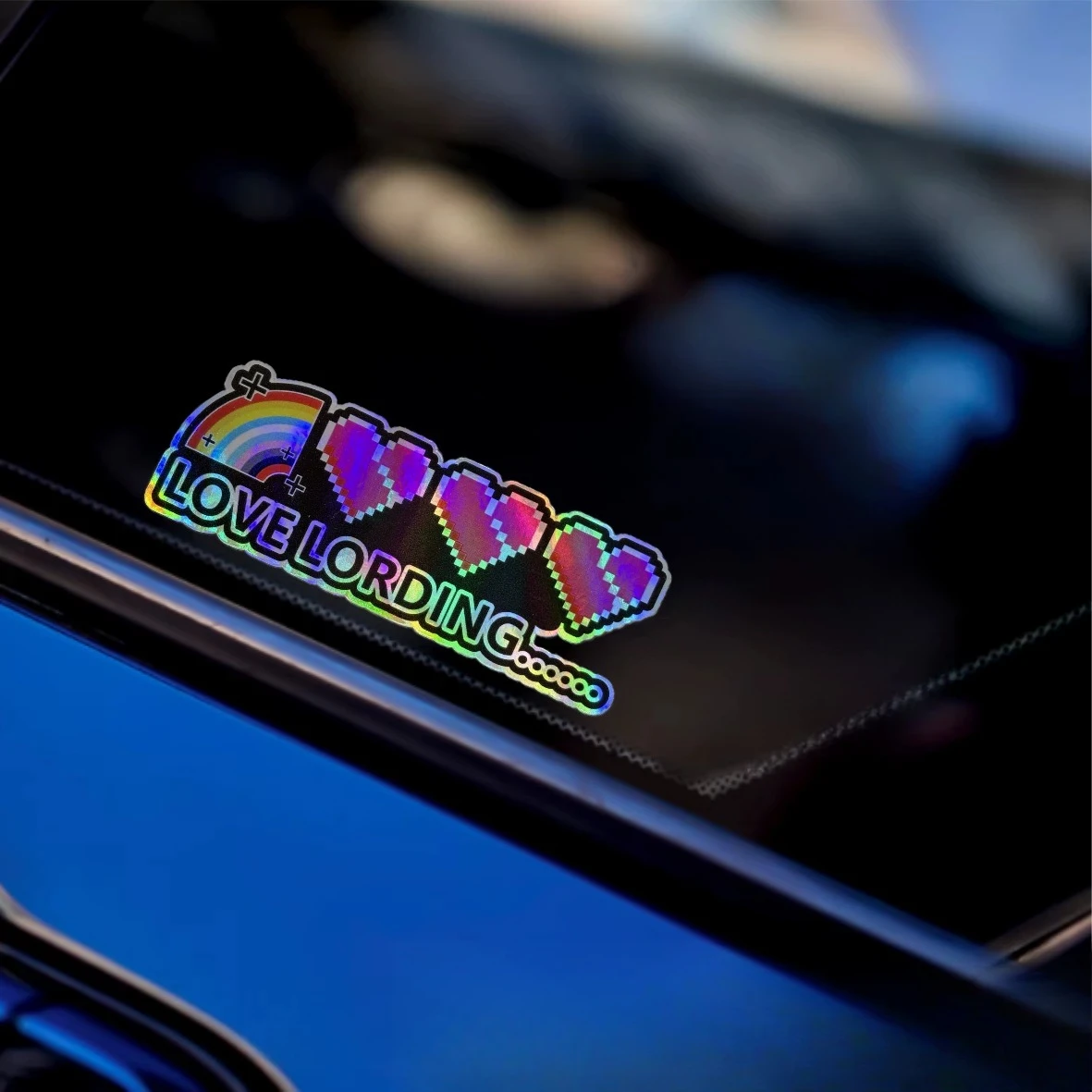 Full of Vitality Pixel Heart Laser Reflective Waterproof Sticker For Car Window Laptop