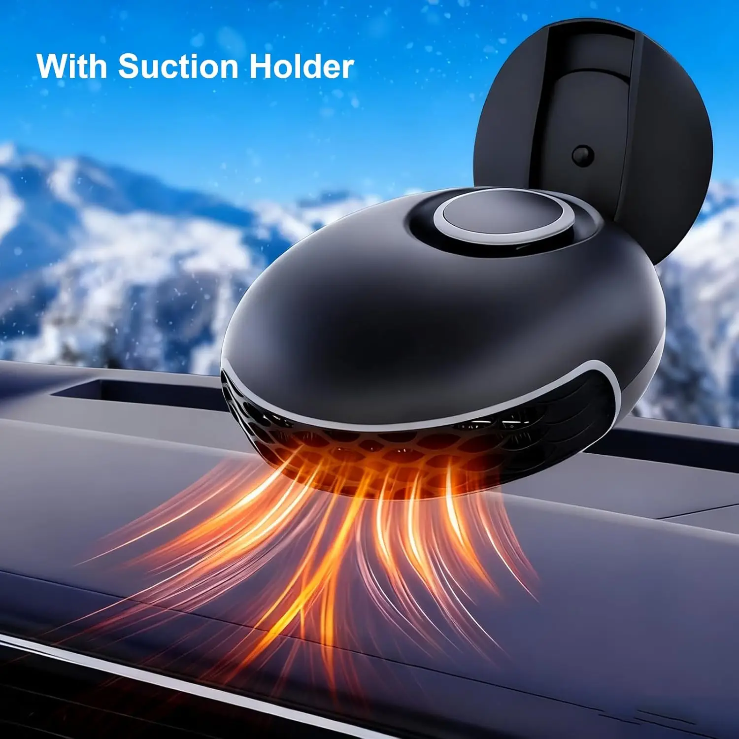 سخان سيارة 12 فولت 180 وات 2IN1 مع حامل شفط، مزيل الضباب السريع للزجاج الأمامي