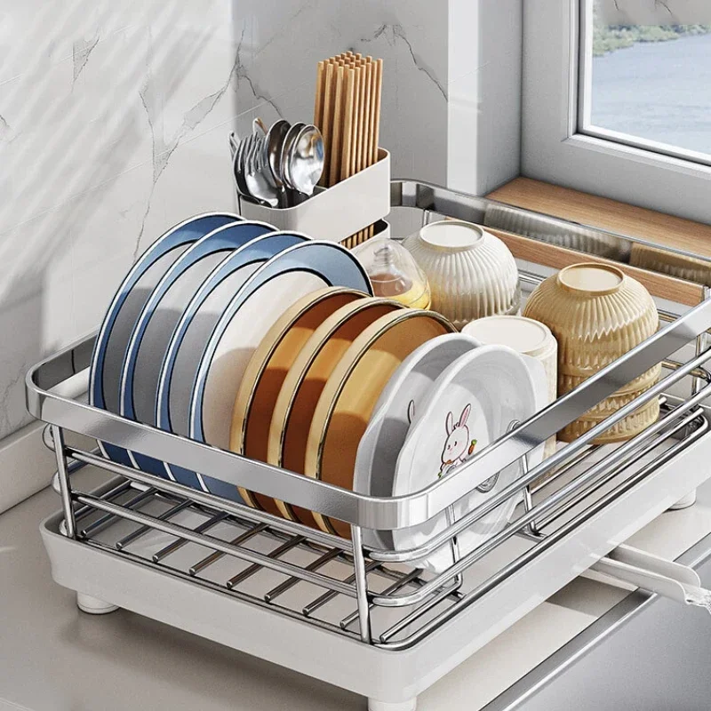 Kitchen drainage basket, bowl rack, storage rack, household 304 stainless steel countertop, sink, and bowl rack