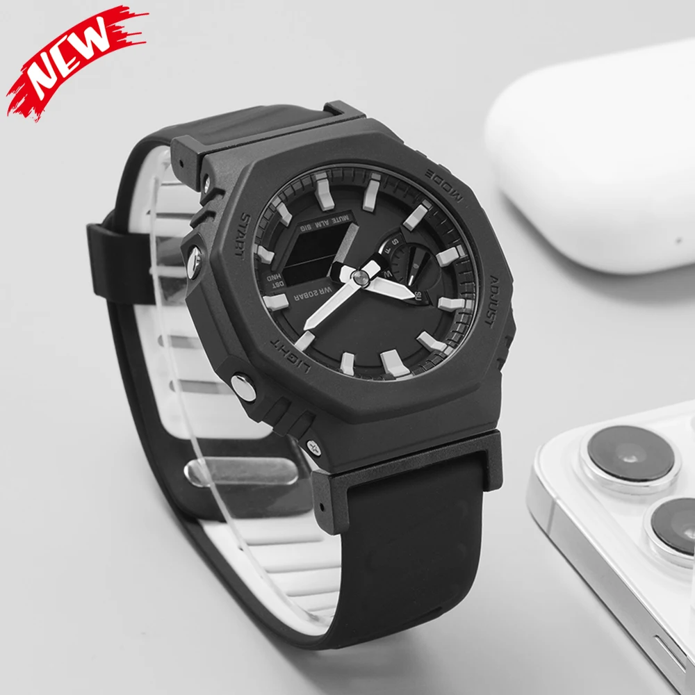Zweifarbiges Sportarmband für Casioak-Uhr GA-2100 GA-110/100/120. Sport-Silikonarmband für Casioak DW5600 5000. Bandzubehör