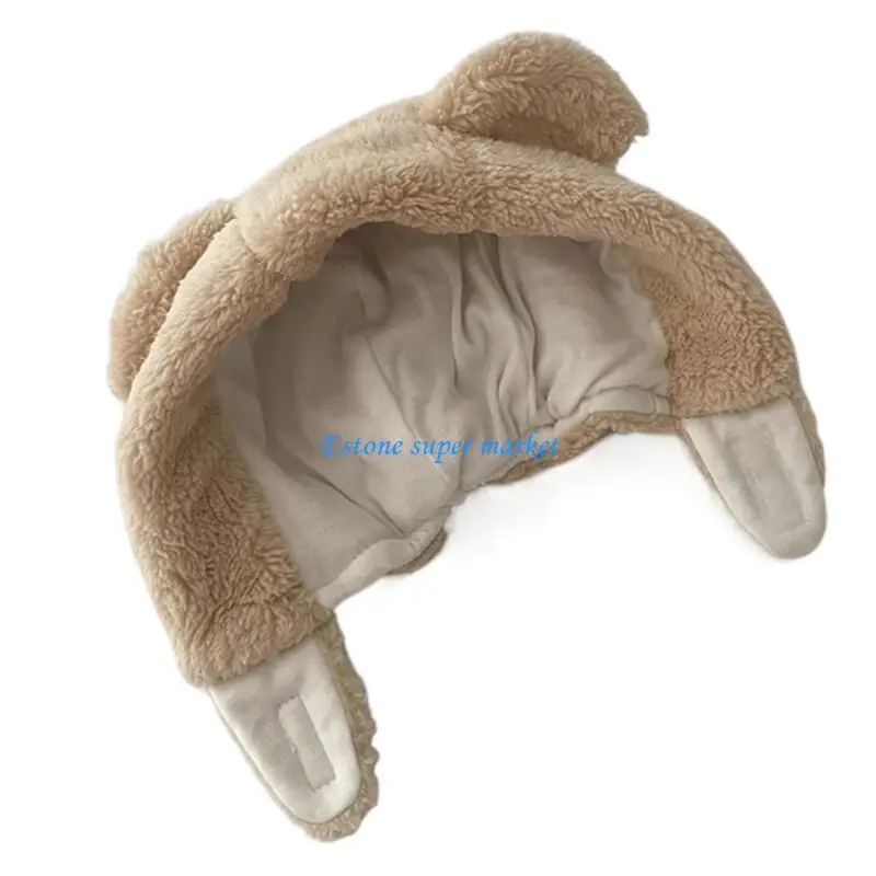 090B Winter Warm Toddlers Hat Ear Protections Beanie Caps Outdoor Baby Plush Hat Windproof Pullover Bonnet Headwear