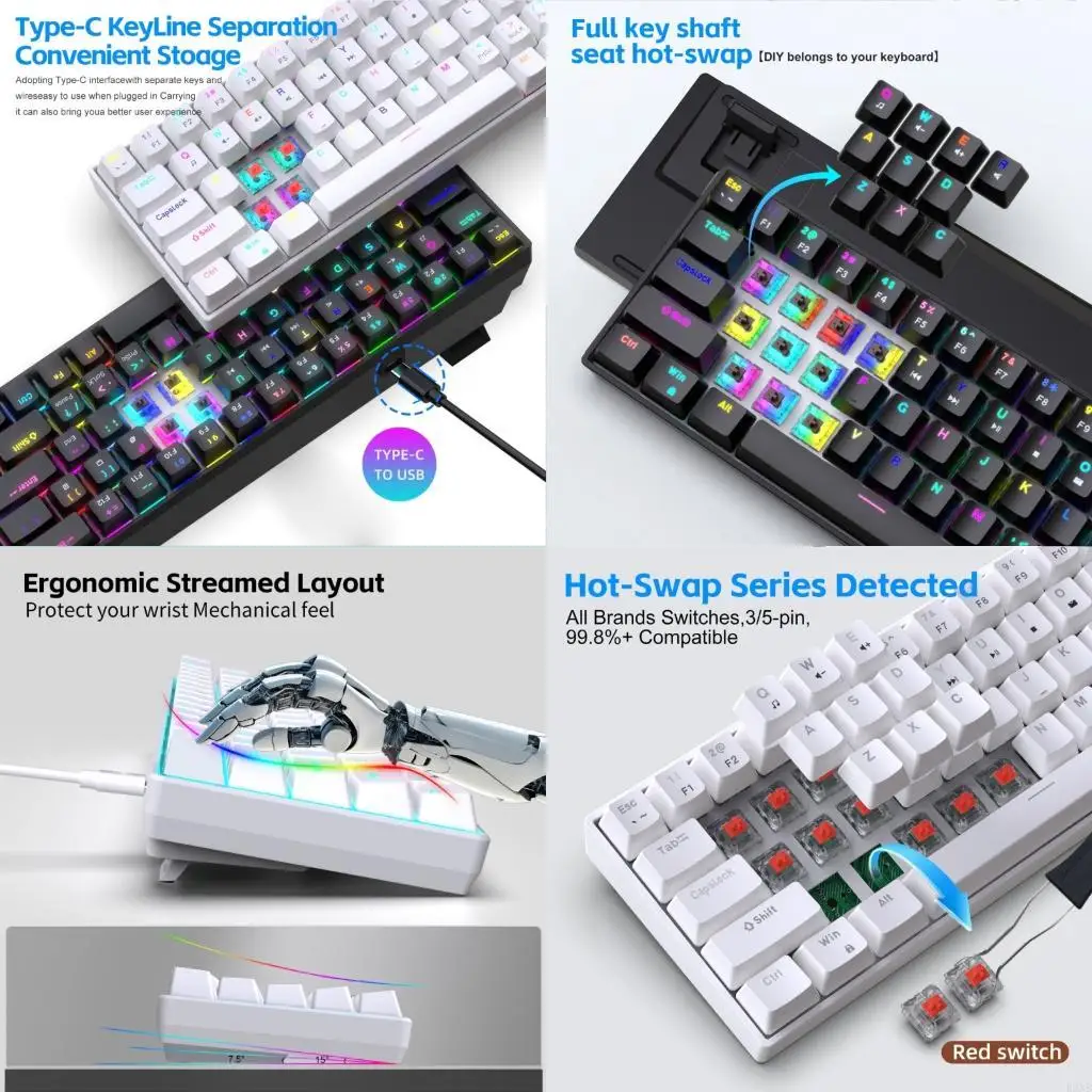 

K3NB Double Shot Keycaps Mechanical Keyboard Color Customization 19 Lighting Presets Hot Swappable Switches