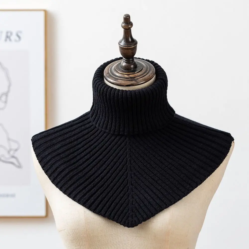 Cor sólida gola alta colar falso manter roupas quentes decoração acessórios de malha babador envolve xale cachecol de lã outono inverno