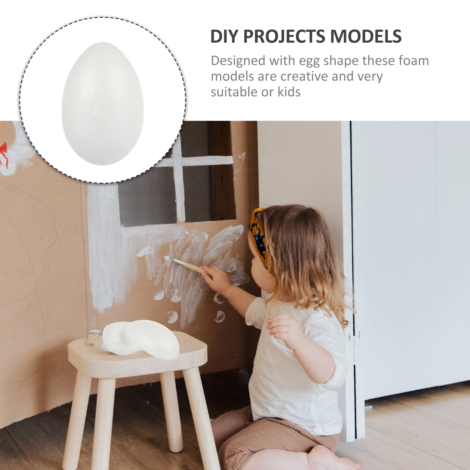 10pcs Diy Easter Hanging Decorations Unpainted Foam Eggs Hollow Craft Models For Kids Festival Party Art Projects Handmade Egg