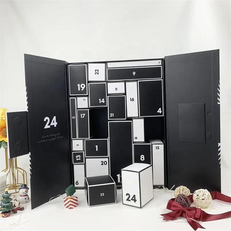 2025Christmas Advent Calendar Box 2023 24 Days Countdown to Christmas Printed Cardboard Gift Treasure Box with Logo