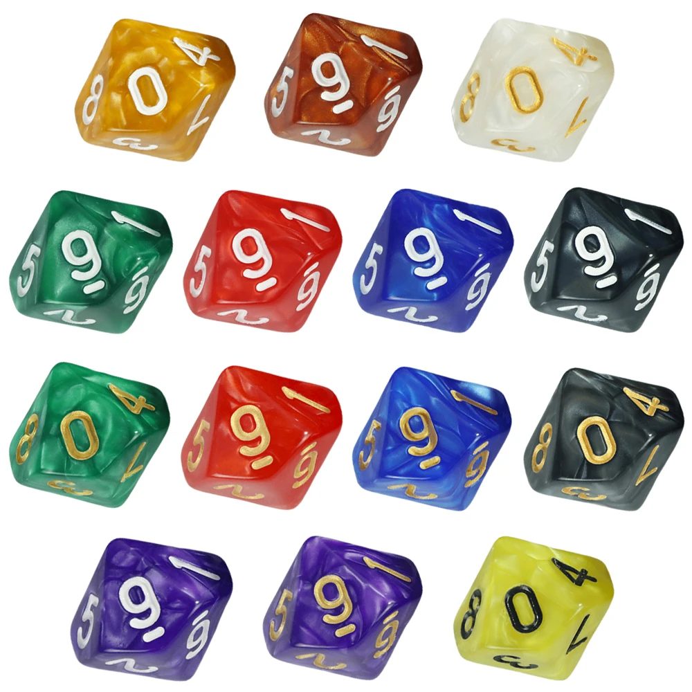 

D10 Dice Set 10pcs Marble Polyhedral Dice Digital 0-9 for Board Game DND TRPG