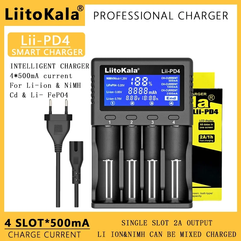 Liitokala 1-5PCS Lii-PD4 3.7V 18650 18350 18500 16340 21700 20700 26650 1.2V AA AAA NiMH Lithium-Battery Charger